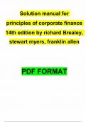 Solution Manual for Principles of Corporate Finance 14th Edition by Richard Brealey, Stewart Myers, Franklin Allen and Alex Edmans, Complete Chapter 1 - 34 | Newest Version