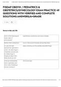 FISDAP OBGYN / PEDIATRICS & OBSTETRICS/GYNECOLOGY EXAM PRACTICE 49 QUESTIONS WITH VERIFIED AND COMPLETE SOLUTIONS ANSWERS/A+GRADE