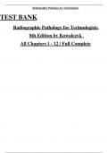 TEST BANK Radiographic Pathology for Technologists  8th Edition by Kowalczyk  All Chapters 1 - 12 / Full Complete