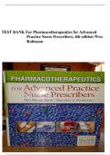 TEST BANK For Pharmacotherapeutics for Advanced Practice Nurse Prescribers, 4th edition Woo  Robinson