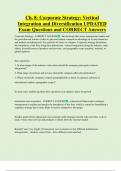 Ch. 8- Corporate Strategy: Vertical  Integration and Diversification UPDATED  Exam Questions and CORRECT Answers