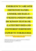 Test Bank For Emergency Care 14th Edition by Daniel Limmer, Michael F. O'Keefe and Edward T. Dickinson||All Chapters Covered||Complete Guide A+