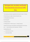 Michigan Life, Accident, and Health Exam Questions and Answers 100% Pass