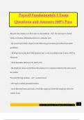 Payroll Fundamentals 1 Exam Questions and Answers 100% Pass