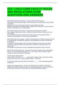 DCF- CHILD CARE FACILITY RULES AND REGULATIONS EXAM QUESTIONS AND ANSWERS