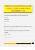 CERTIFIED SURGICAL TECHNOLOGIST PRACTICE EXAM #1 QUESTIONS AND ANSWERS 100% PASS