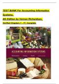 TEST BANK For Accounting Information Systems 4th Edition by Vernon Richardson, Verified Chapters 1 - 17, Complete Newest Version