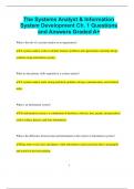 The Systems Analyst & Information System Development Ch. 1 Questions  and Answers Graded A+