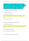 Salesforce Certified Business Analyst Exam Practice Test, Salesforce Certified Business Analyst Exam Practice Test Questions with Complete Solutions