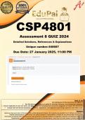 CSP4801 Assignment 8 QUIZ (COMPLETE ANSWERS) 2024 - DUE 27 January 2025