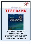 TEST BANK FOR WILKINS'  CLINICAL ASSESSMENT  IN RESPIRATORY   CARE, 7TH EDITION  BY   ALBERT J.  HEUER  9780323277235 | (All chapters included 1-20 | Full test bank, 100% Verified Answers)| Rationales | LATEST 