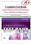 Test Bank for Egan’s   Fundamentals  of      Respiratory Care, 12th   Edition by Robert M. Kacmarek |All Chapters are covered, guaranteed pass | LATEST