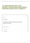 CC ONBOARDING POST TEST REVIEW / DISCUSSION QUESTIONS & ANSWERS RATED 100% CORRECT!!