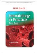 Test Bank For Hematology in Practice 3rd Edition By Betty Ciesla 9780803668249 Chapter 1-21 Complete Guide .