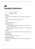 Solubility Definitions Lecture Notes