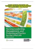 NURSING LEADERSHIP, MANAGEMENT, AND PROFESSIONAL PRACTICE FOR THE LPN/LVN 7TH EDITION BY TAMARA R. DAHLKEMPER 9781719641487CHAPTER 1-20 COMPLETE GUIDE / LATEST