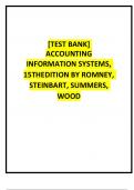 Test Bank For Accounting Information Systems, 15th Edition by Romney, Steinbart, Summers, Wood  (All chapters), Complete Solution Guide A+.