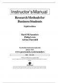 Solution Manual For Research Methods For Business Students, 8th Edition by Mark Saunders, Philip Lewis, All- Chapters 1 - 14, Complete Guide| Newest Version 2025.