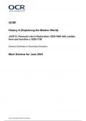 OCR GCSE History A (Explaining the Modern World) J410/13: Personal rule to Restoration 1629-1660 with castles: form and function c.1000-1750 General Certificate of Secondary Education Mark Scheme for June 2024 