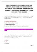 NBRC THERAPIST MULTIPLE-CHOICE SAE  (FORM A) EXAM 2025| BRANDNEW ACTUAL  EXAM WITH 100% VERIFIED QUESTIONS AND  CORRECT SOLUTIONS| GUARANTEED VALUE  PACK| ACE YOUR GRADES.