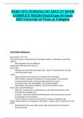 NURS 3375 NURSING OF ADULTS WITH COMPLEX NEEDS Final Exam SS Notes 2025 University of Texas at Arlington