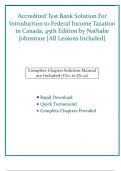 Accredited Test Bank Solution For Introduction to Federal Income Taxation in Canada, 45th Edition by Nathalie Johnstone [All Lessons Included]