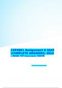 CSP4801 Assignment 8 QUIZ (COMPLETE ANSWERS) 2024 - DUE 27 January 2025