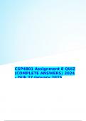 CSP4801 Assignment 8 QUIZ (COMPLETE ANSWERS) 2024 - DUE 27 January 2025