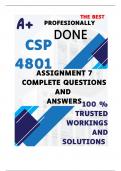 CSP4801 Assignment 7 QUIZ (COMPLETE ANSWERS) 2024 - DUE 27 January 2025