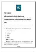 PSYC 3002 Introduction to Basic Statistics (WU) Comprehensive Exam Review Qns & Ans 2025.