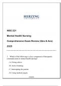 NSG 221 Mental Health Nursing (HU) Comprehensive Exam Review Qns & Ans 2025.