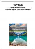 Test Bank  for Auditing & Assurance Services  4th Canadian Edition by William Messier Chapters 1-21 