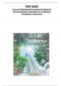 Test Bank for Financial & Managerial Accounting the Basics for  Business Decision, 20th Edition by Jan Williams  All Chapters 1-26 Covered 