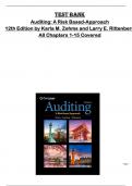 Test Bank for Auditing: A Risk Based-Approach  12th Edition by Karla M. Zehms and Larry E. Rittenberg  All Chapters 1-15 Covered 