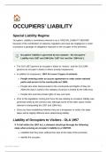 Occupiers Liability notes from the Tort Law Module of the PGDL