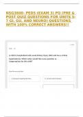 NSG3600- PEDS (EXAM 3) PQ (PRE & POST QUIZ QUESTIONS FOR UNITS 5-7 GI, GU, AND NEURO) QUESTIONS WITH 100% CORRECT ANSWERS!!