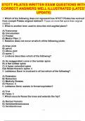 STOTT PILATES WRITTEN EXAM QUESTIONS WITH CORRECT ANSWERS WELL ILLUSTRATED |LATEST UPDATE|