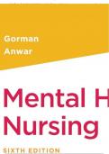 TEST BANK For Davis Advantage for Neeb's Mental Health Nursing, 6th Edition By Linda M. Gorman, Robynn Anwar, Verified Chapters 1 - 22, Complete Newest Version