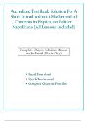 Accredited Test Bank Solution For A Short Introduction to Mathematical Concepts in Physics, 1st Edition Napolitano [All Lessons Included]