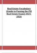 Real Estate Vocabulary (Guide to Passing the PSI Real Estate Exam) 2025- 2026 