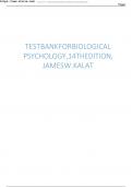 Test Bank For Biological Psychology, 14th Edition, James W. Kalat || Complete Guide A+||Latest Update 2025