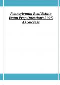 Pennsylvania Real Estate Exam Prep Questions 2025 A+ Success