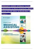 WorkSheet Answer keys for Medical Assisting Administrative & Clinical Competencies (MindTap Course List) 9th Edition by Michelle Blesi Chapter 1-58