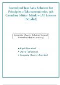 Accredited Test Bank Solution For Principles of Macroeconomics, 9th Canadian Edition Mankiw [All Lessons Included]