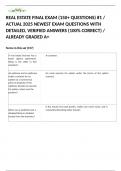 REAL ESTATE FINAL EXAM (150+ QUESTIONS) #1 / ACTUAL 2025 NEWEST EXAM QUESTIONS WITH DETAILED, VERIFIED ANSWERS (100% CORRECT) / ALREADY GRADED A+