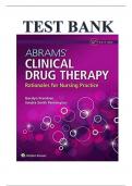 Abrams’ Clinical Drug Therapy Rationales for Nursing Practice 12th Edition TEST BANK by Geralyn Frandsen, Verified Chapters 1 - 16, Complete Newest Version