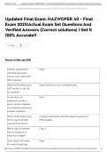 Updated Final Exam: HAZWOPER 40 - Final Exam 2025|Actual Exam Set Questions And Verified Answers (Correct solutions) | Get It 100% Accurate!!