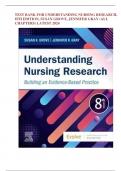 TEST BANK For Understanding Nursing Research 8th Edition By Susan Grove, ISBN: 9780323826419, All 14 Chapters Covered, Verified Latest Edition