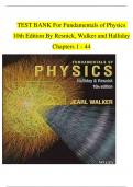 TEST BANK For Fundamentals of Physics 10th Edition By Resnick, Walker and Halliday Chapters 1 - 44 