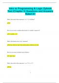 Intro to Programming & Logic Zybook Test (Chapter 3) Questions and Answers  Rated A+